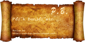 Pék Benjámin névjegykártya