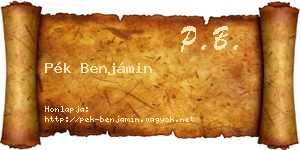 Pék Benjámin névjegykártya